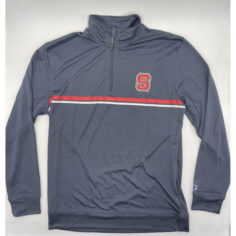 Champion 1/4th Zip Pull Over Long Sleeve M gray red NCS University Logo #C708 - Picture 1 of 6